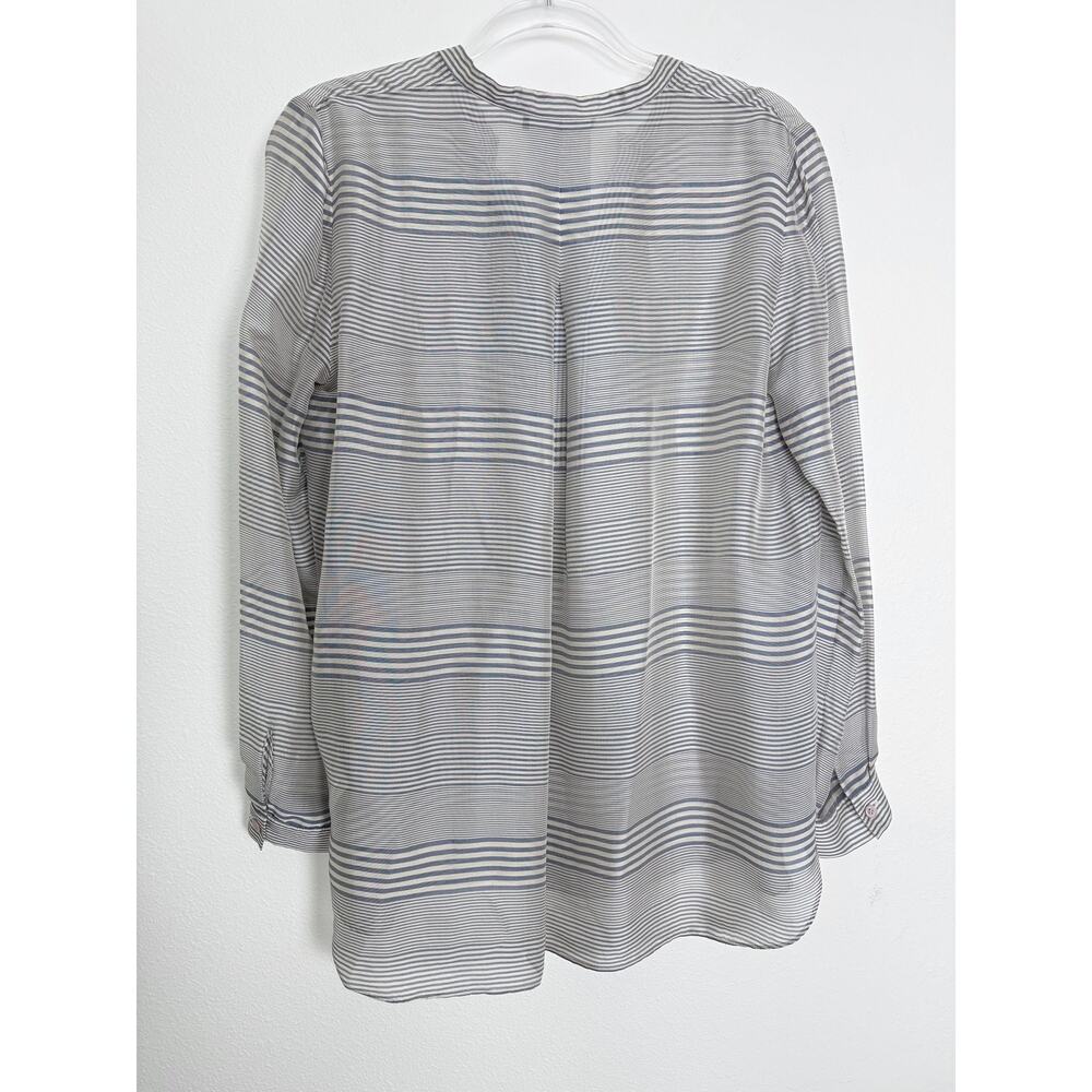 Lafayette 148 Blouse Womens Small Blue Stripe Sheer Tunic Top Relaxed - Picture 9 of 9